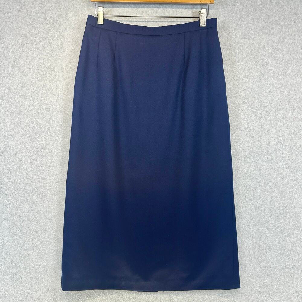 Vintage Pendleton Skirt Womens Size 10 Blue 100% Virgin Wool Straight Zipper